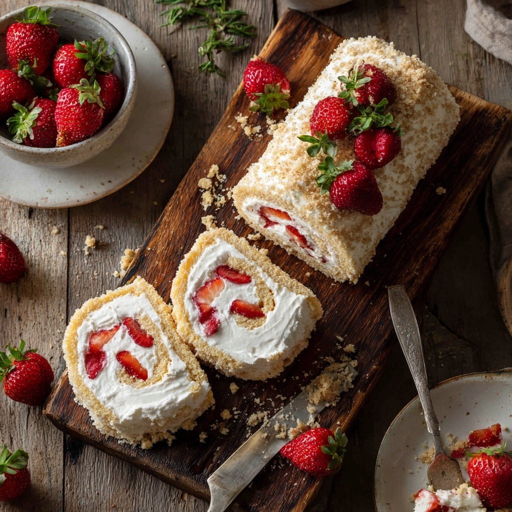 Erdbeer Mascarpone Biskuitrolle