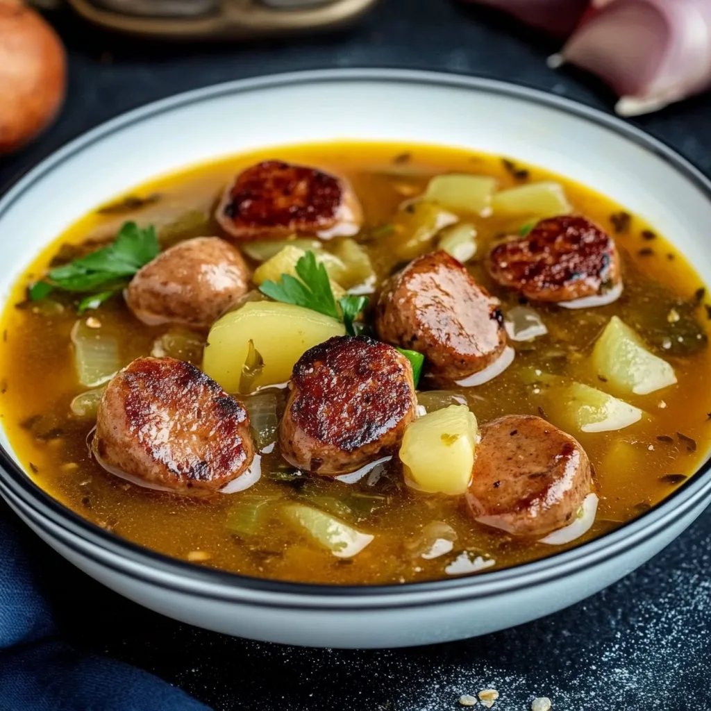 Porree-Eintopf mit Würstchen