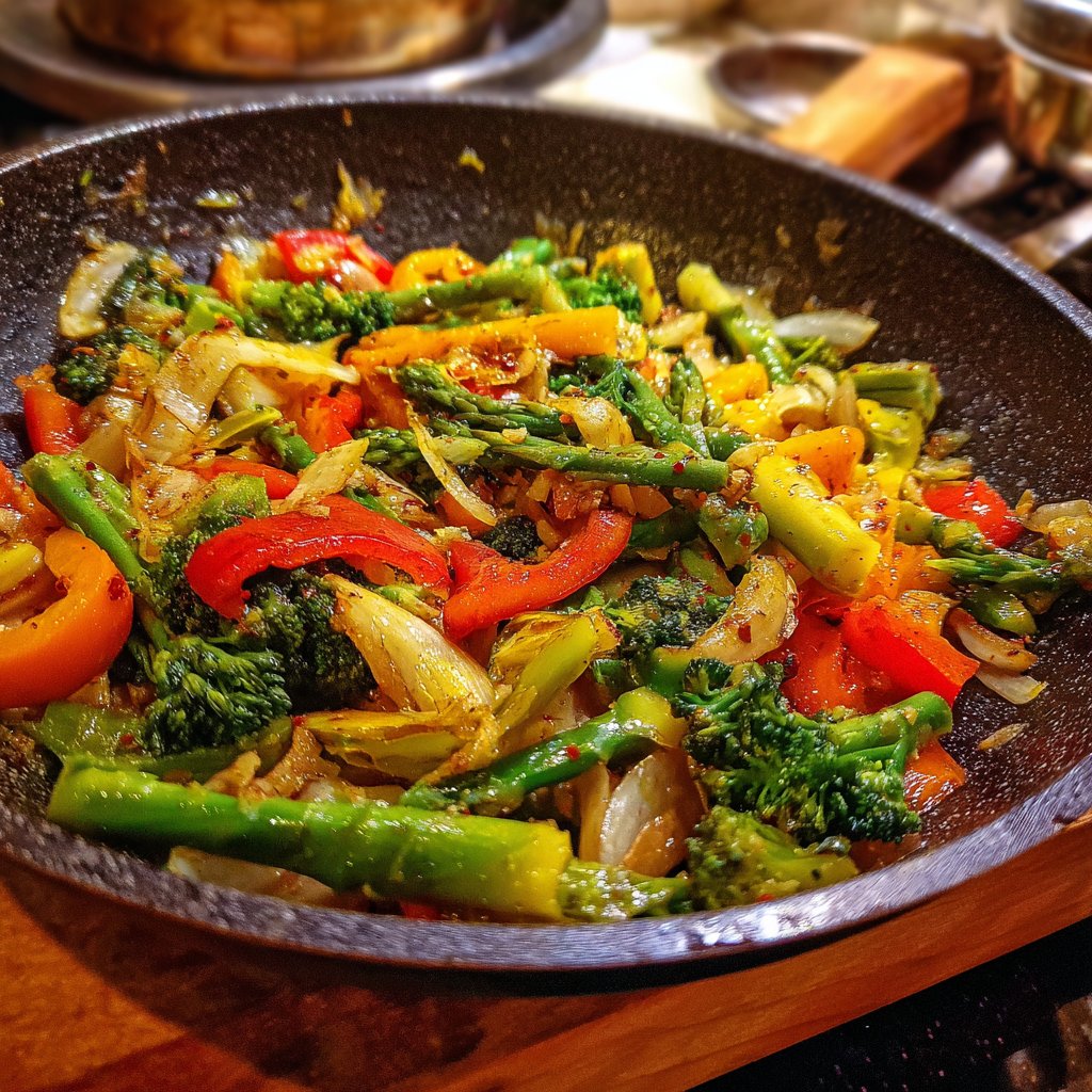 Abendessen mit Gemüsepfanne