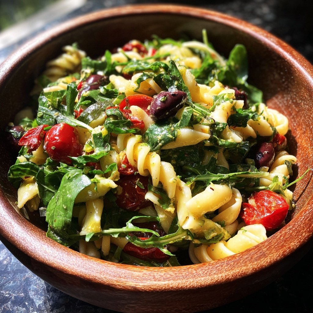 Mediterraner Nudelsalat Mit Rucola
