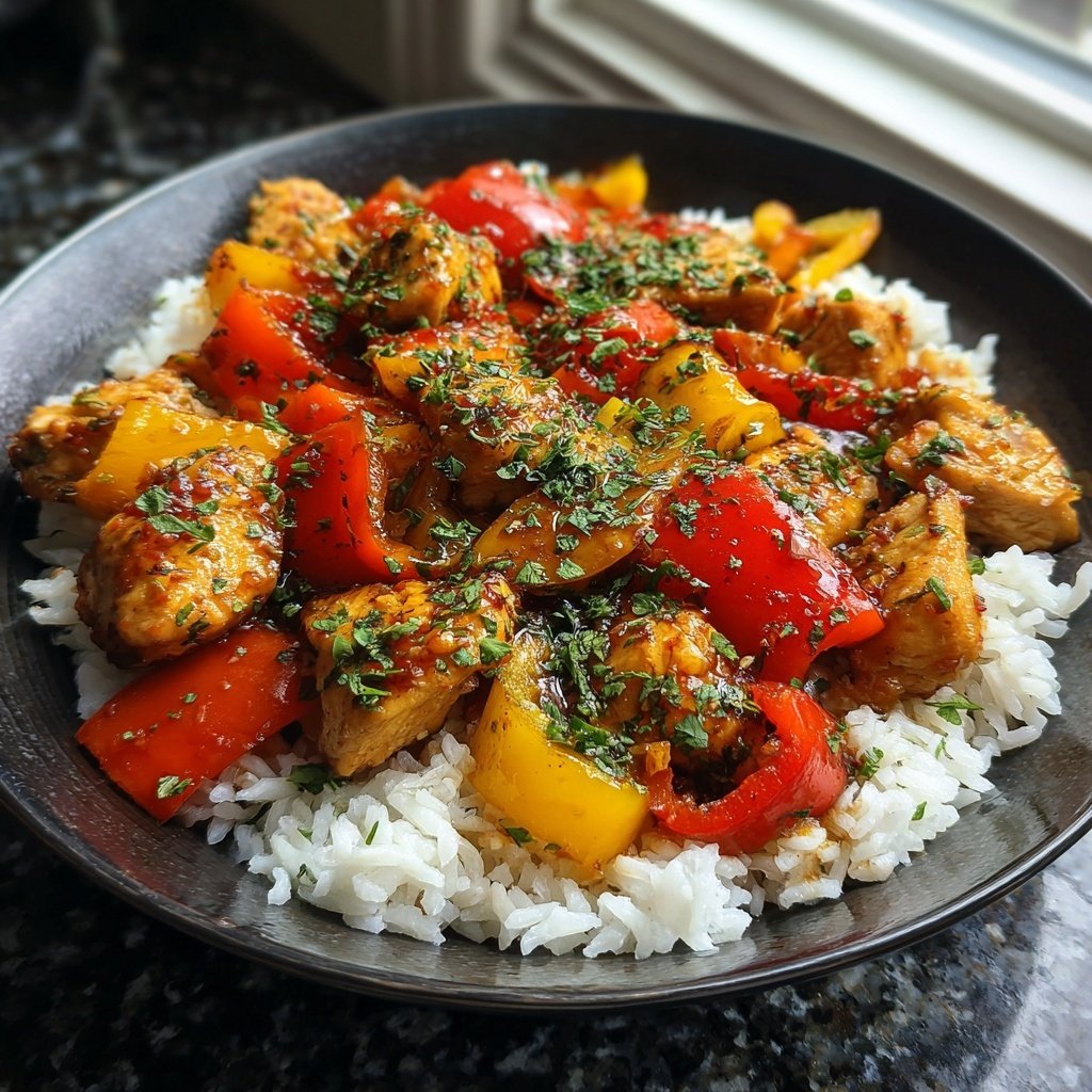Kalorienarme Hähnchenpfanne Mit Paprika Und Reis