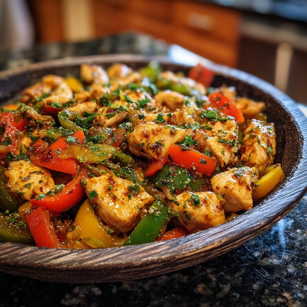 Kalorienarme Hähnchen Gemüse Pfanne