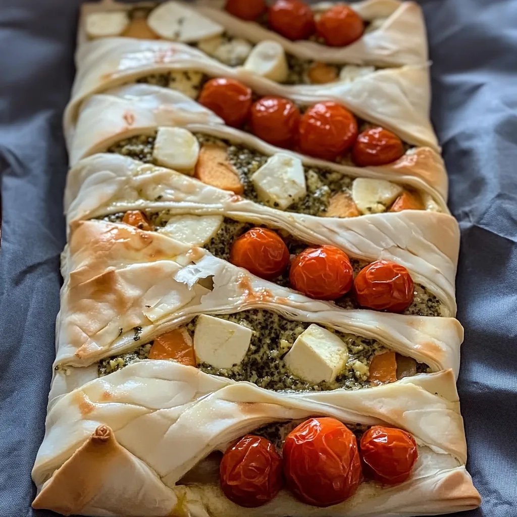 Pesto Strudel mit Tomaten und Mozzarella