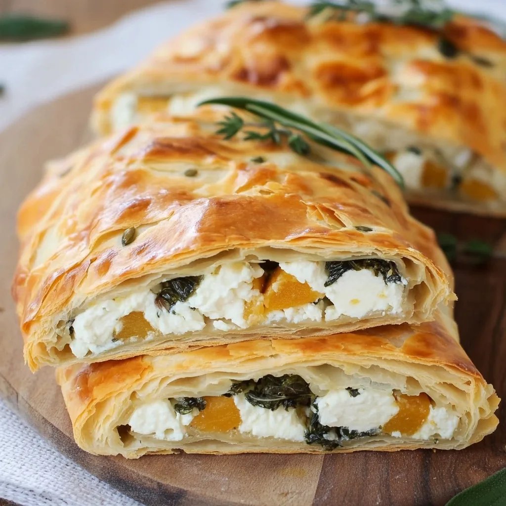 Kürbisstrudel mit Feta