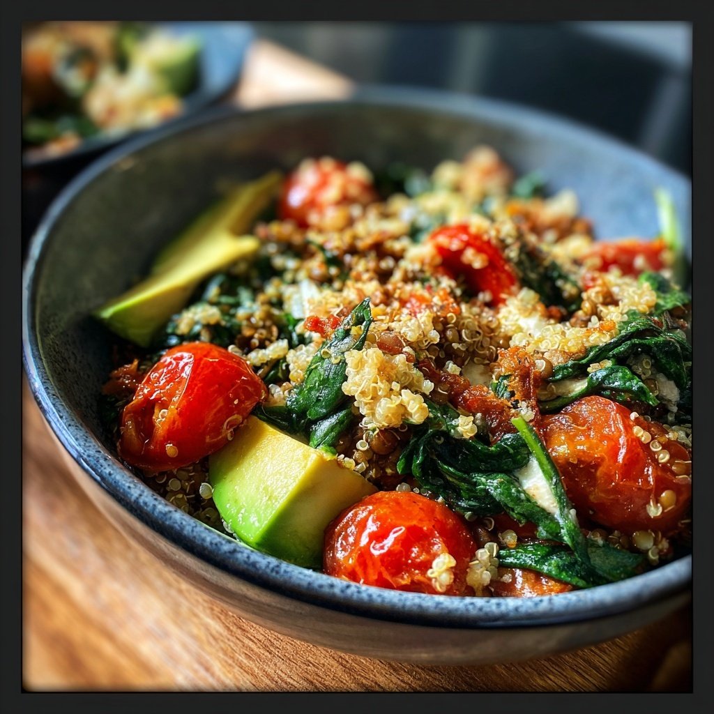 Buddha Bowl mit Linsen und Spinat